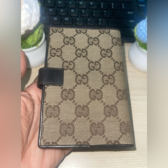 Gucci Other - Vintage GUCCI GG Canvas Brown Drk Brown Lthr Bifold Diary Day Planner/Organizer